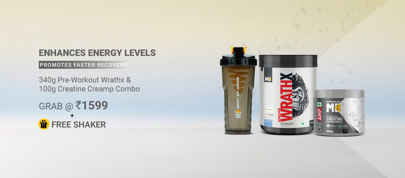 340g Pre Workout WrathX and 100g Creatine Combos @ 1599 + Free Shaker