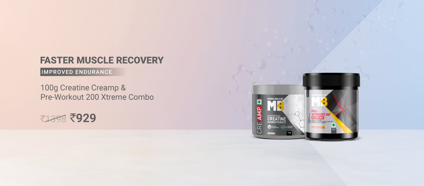 MuscleBlaze Creatine Monohydrate CreAMP & PRE Workout 200 Xtreme 0.22 lb Combos @ 929