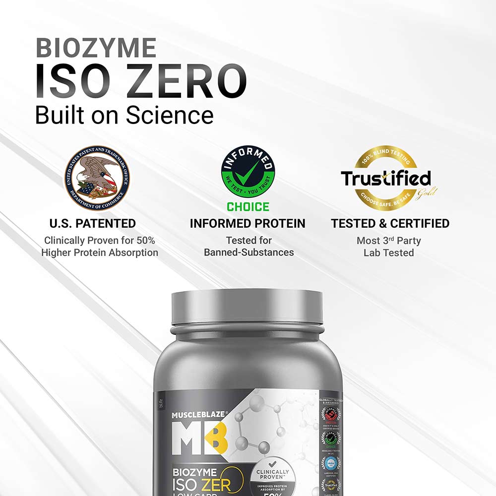 4 - MuscleBlaze Biozyme Iso-Zero,  2.2 lb  Low Carb Unflavoured