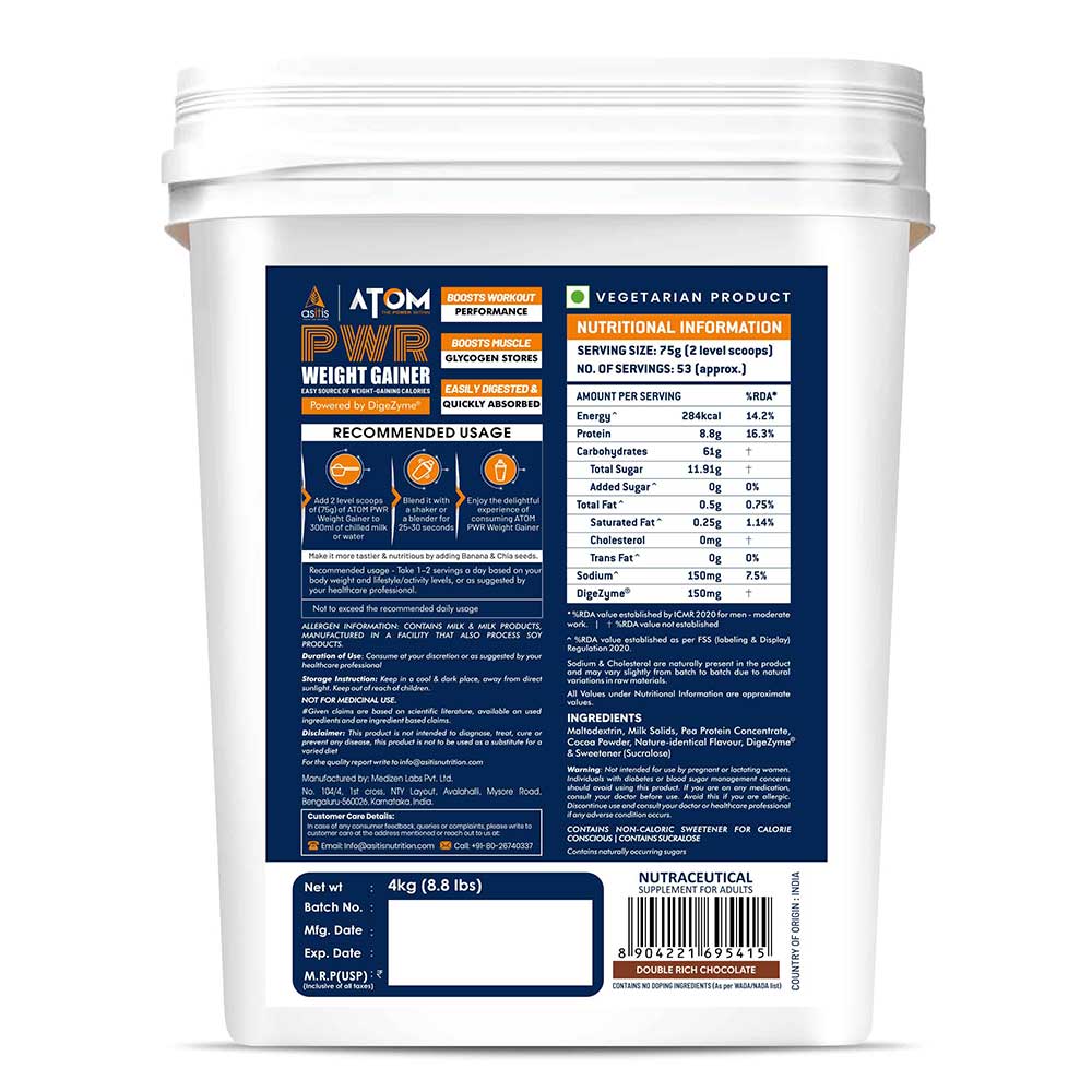 2 - AS-IT-IS Nutrition ATOM Weight Gainer,  8.8 lb  Double Rich Chocolate 