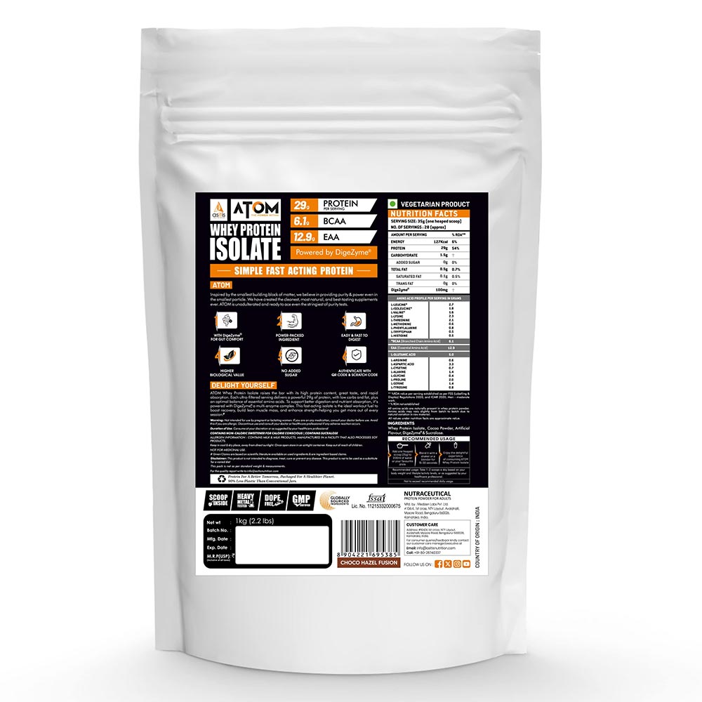 2 - AS-IT-IS Nutrition ATOM 100% Whey Protein Isolate Ultra-Pure,  2.2 lb  Choco Hazel Fusion 