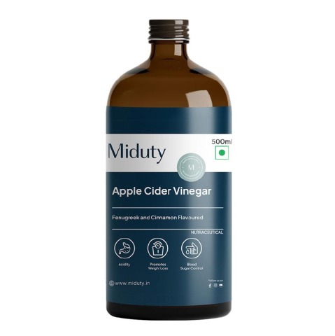 3 - Miduty Apple Cider Vinegar+ with Fenugreek & Cinnamon,  500 ml  Stevia 