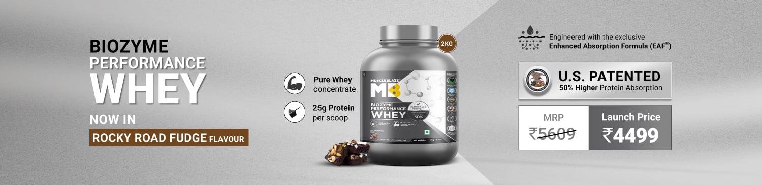 MuscleBlaze Biozyme Performance Whey, 2 kg (4.4 lb), Rocky Road Fudge | Launch - 4499