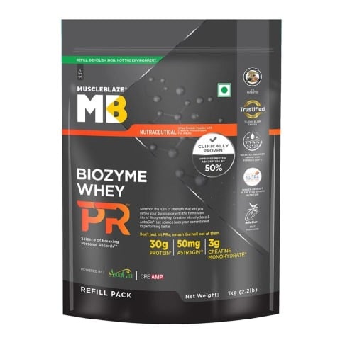 1 - MuscleBlaze Biozyme Whey PR, 2.2 lb Refill Pouch Chocolate Fudge
