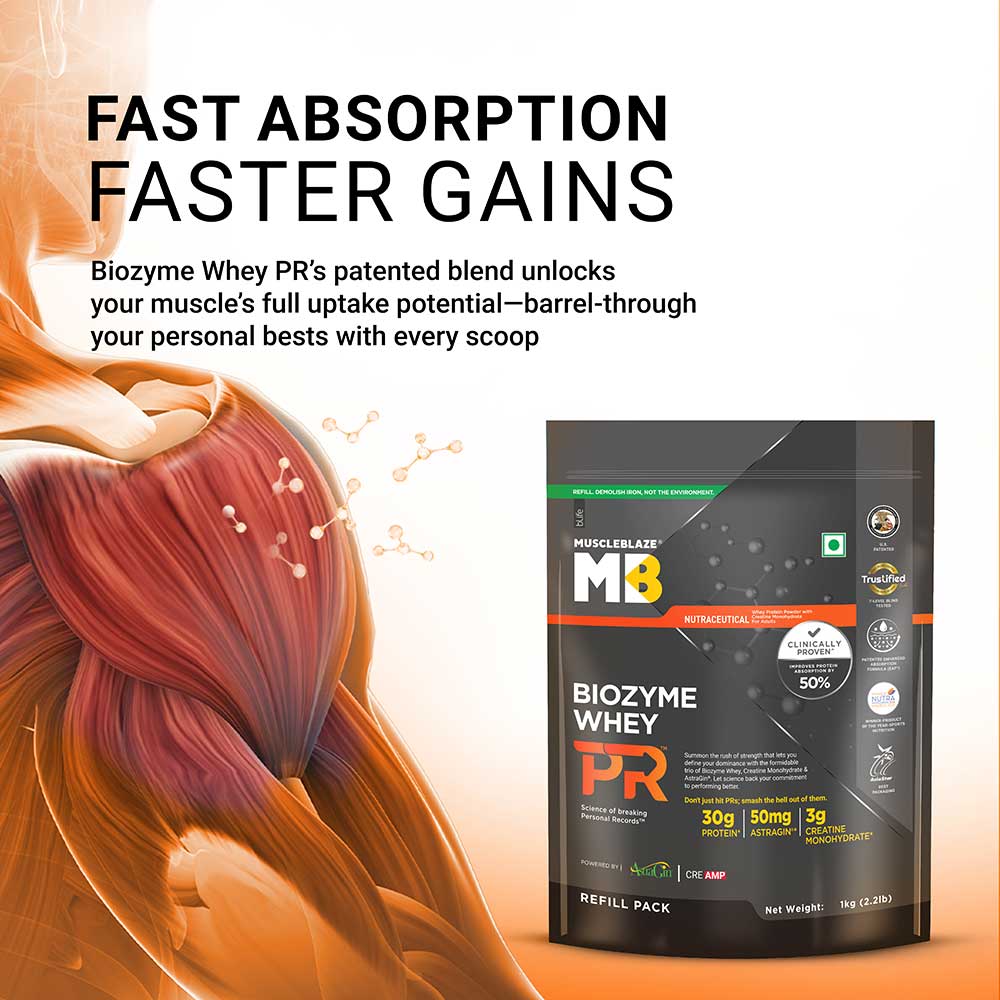 4 - MuscleBlaze Biozyme Whey PR,  2.2 lb  Refill Pouch Chocolate Fudge