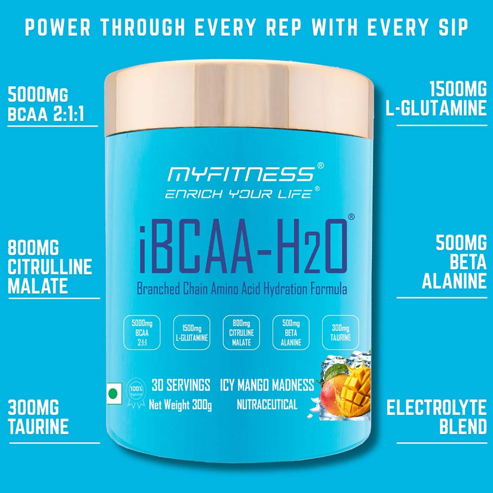 4 - Myfitness iBCAA-H2O,  0.66 lb  30 Servings  Icy Blue Raspberry 