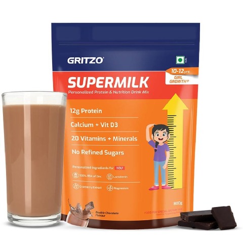 15 - Supermilk Gritzo Growth+ for Girl 10-12 Yrs,  800 g  Double Chocolate 