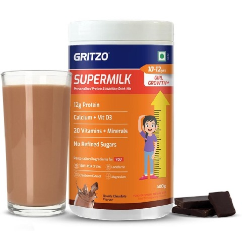 15 - Supermilk Gritzo Growth+ for Girl 10-12 Yrs,  400 g  Double Chocolate 