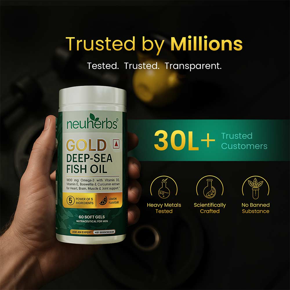 6 - Neuherbs Gold Deep Sea 6X Omega 3 Fish Oil Lemon Flavour,  60 softgels 