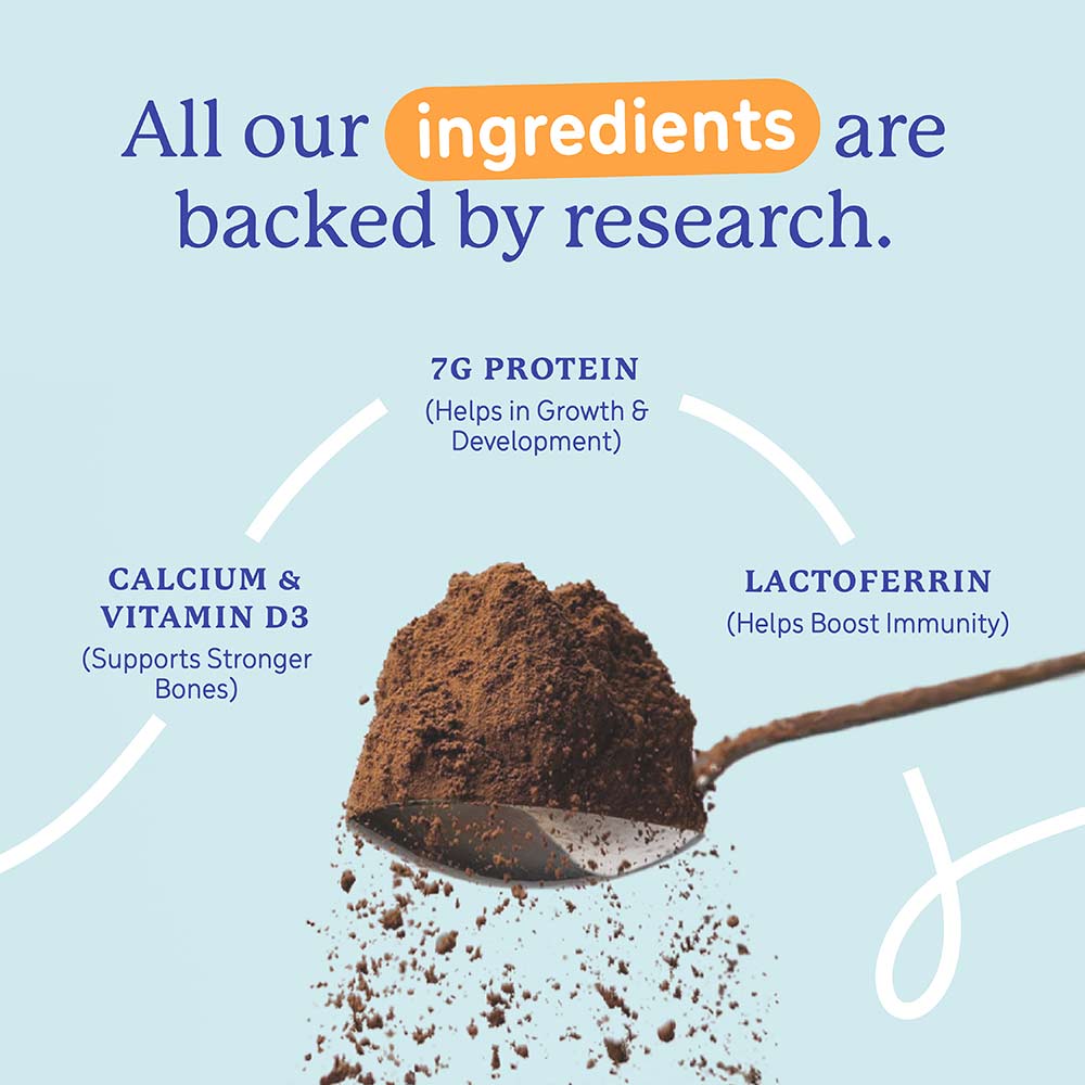 6 - Supermilk Gritzo Height+ for Boy/Girl 2-6 Yrs Personalized Protein & Nutrition Drink Mix, 800 g Double Chocolate