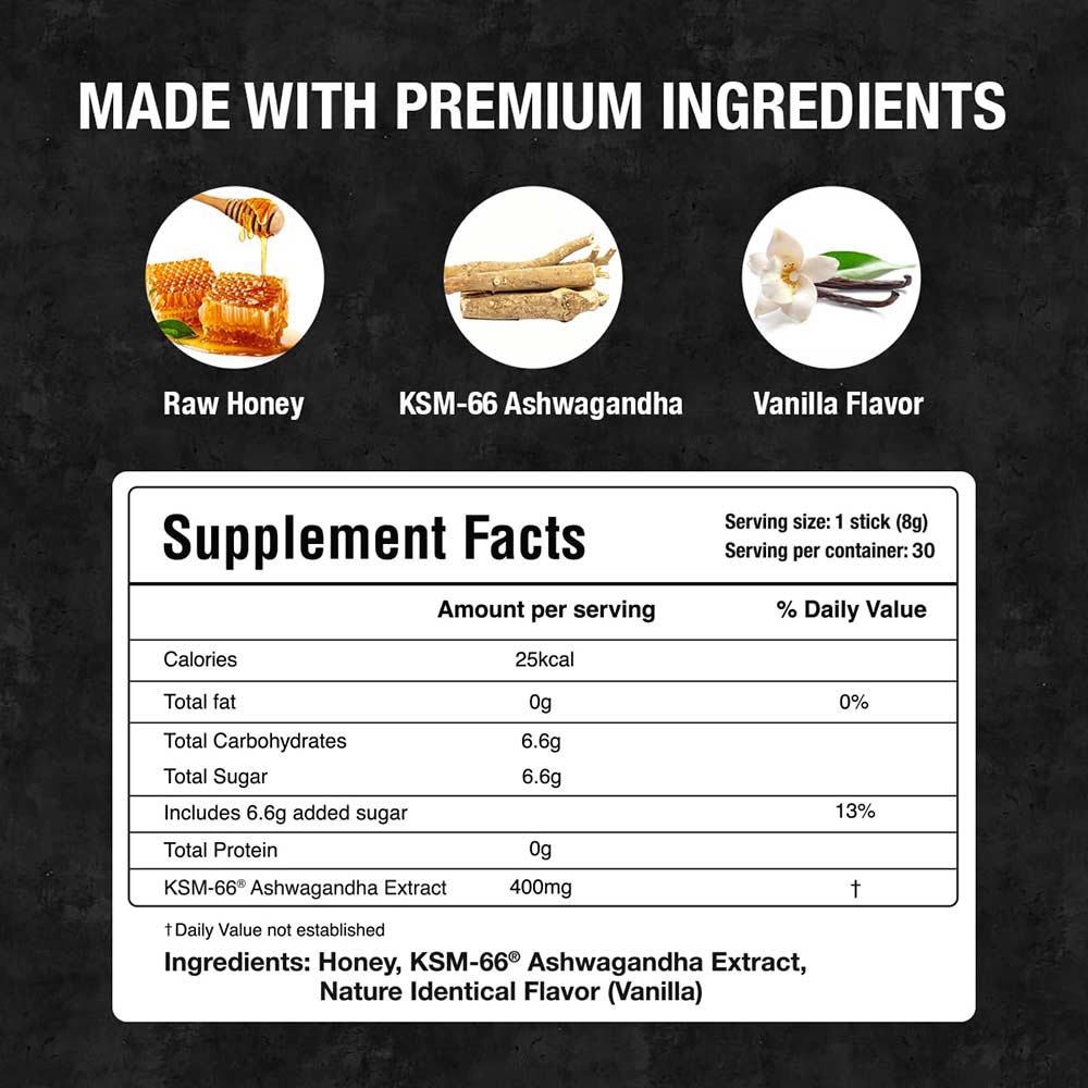 7 - Bargad KSM-66 Ashwagandha Honey Sticks Vanilla,  30 Stick(s) 