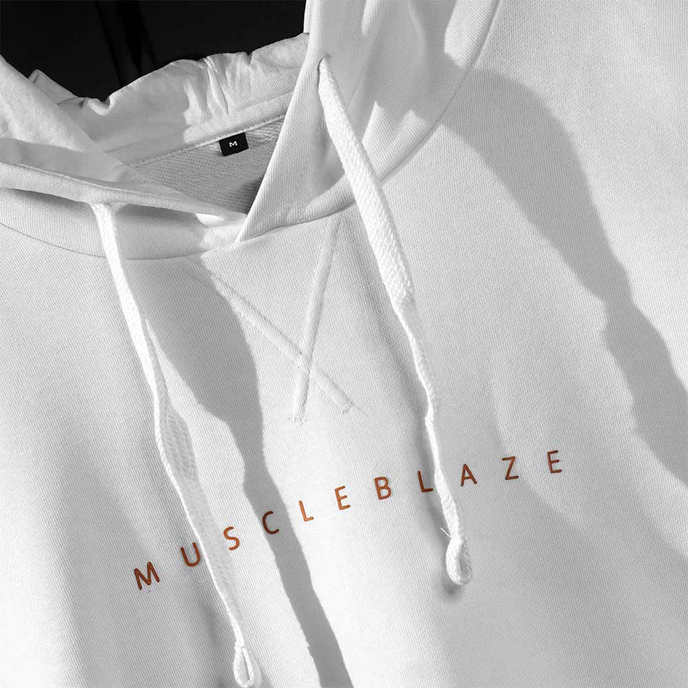 1 - MuscleBlaze Z Verse Oversized Solid Hoodie,  White  Large