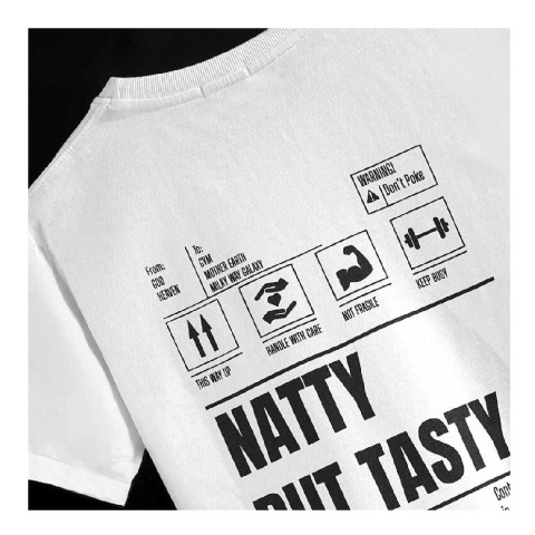 2 - MuscleBlaze Natty But Tasty Oversized Solid T-Shirt,  Small  White 