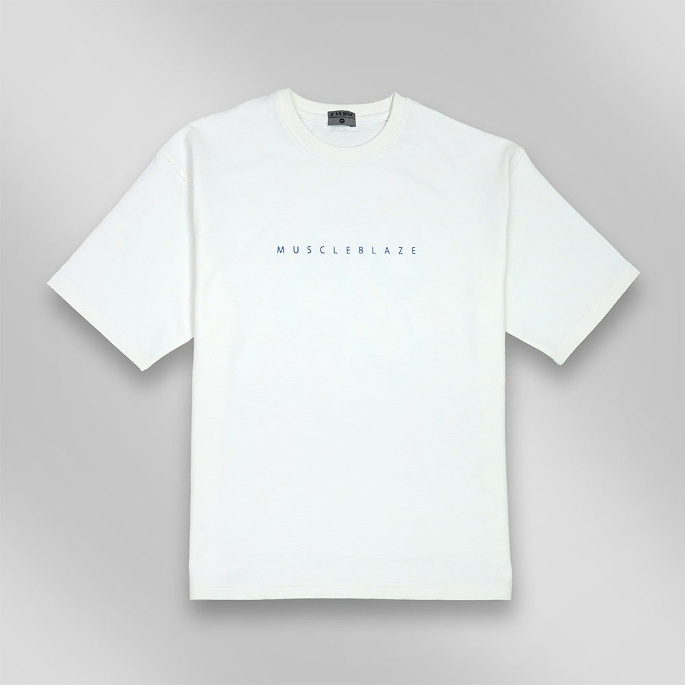 4 - MuscleBlaze Z Verse Oversized Solid T-Shirt,  Medium  White