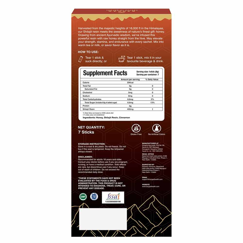 4 - Bargad Himalayan Shilajit Honey Sticks Cinnamon Flavour,  7 Stick(s) 