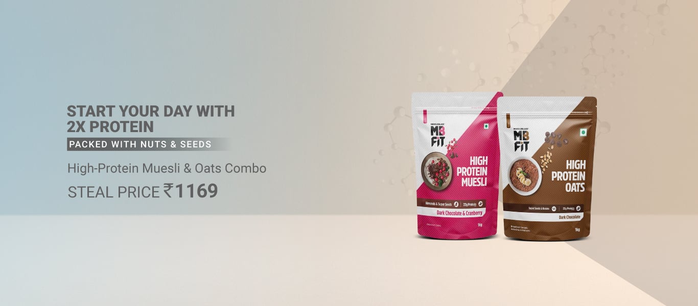 High Protein Oats Dark Chocolate & High Protein Muesli Dark Chocolate & Cranberry 1 kg Combo @ 1169