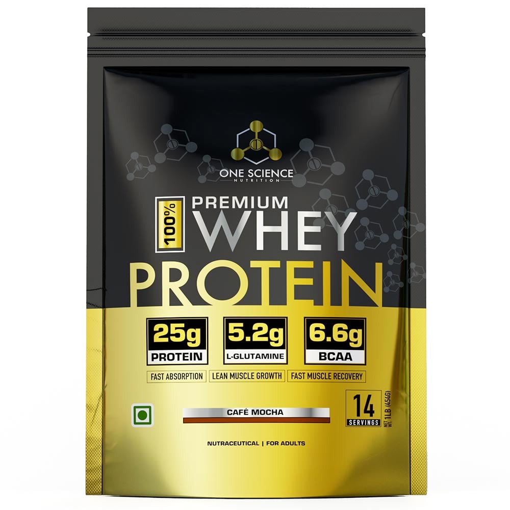 1 - One Science 100% Premium Whey Protein,  1 lb  Cafe Mocha 