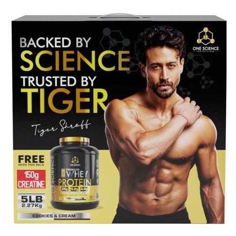 1 - One Science 100% Premium Whey Protein,  5 lb  Cookies & Cream - with Free 150g Creatine 