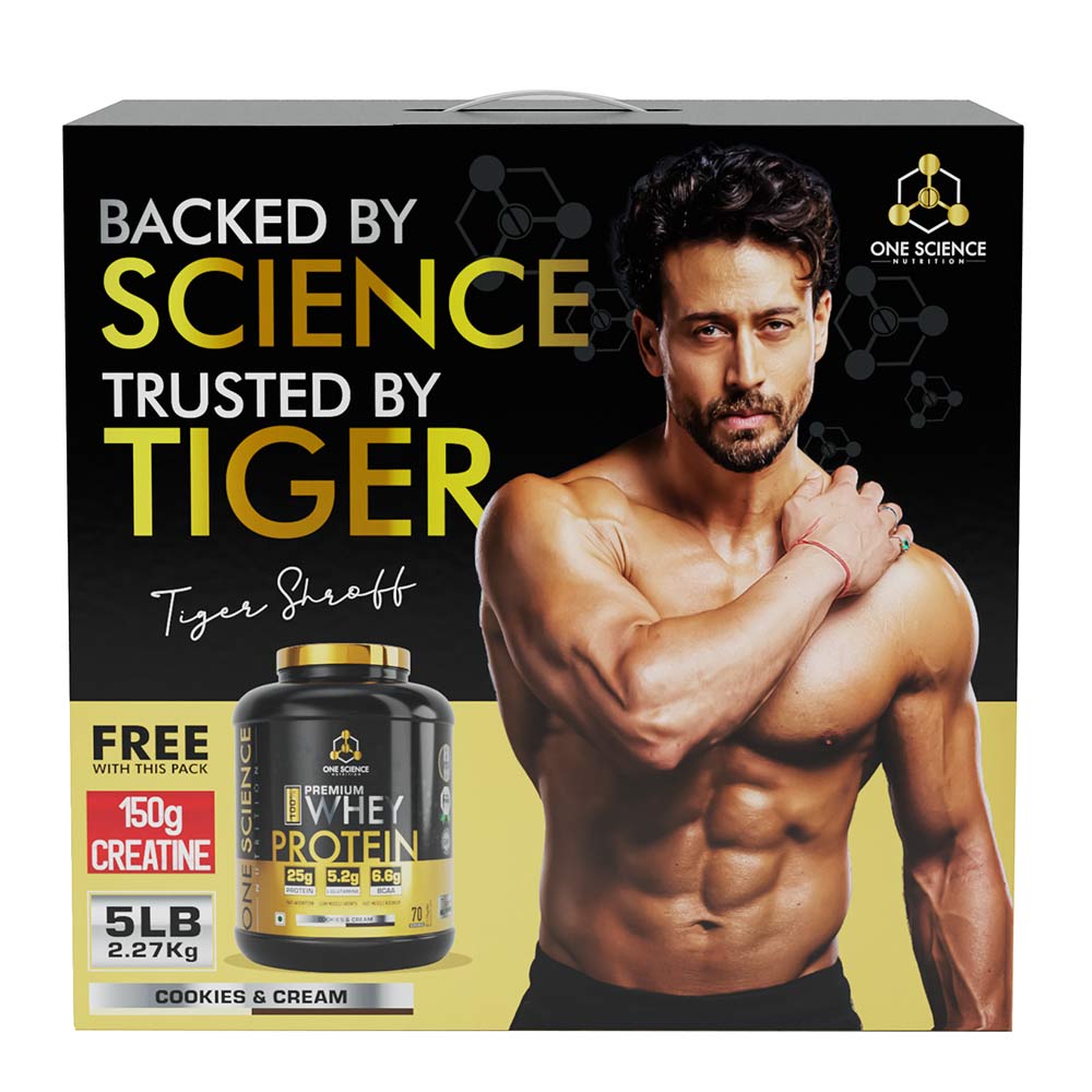 1 - One Science 100% Premium Whey Protein,  5 lb  Cookies & Cream - with Free 150g Creatine 