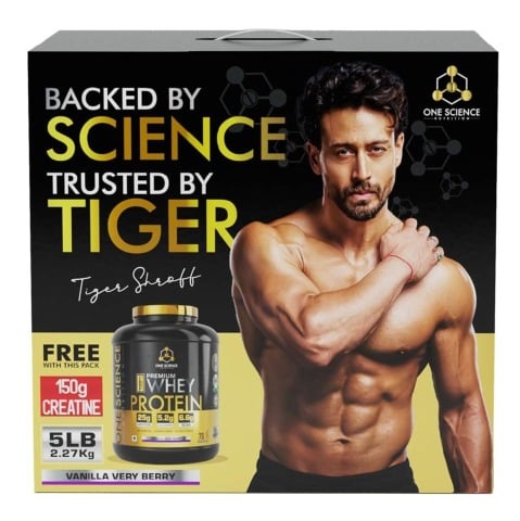 1 - One Science 100% Premium Whey Protein,  5 lb  Vanilla Very Berry - with Free 150g Creatine 