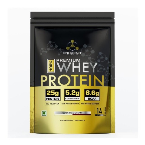 1 - One Science 100% Premium Whey Protein, 1 lb Cookies & Cream