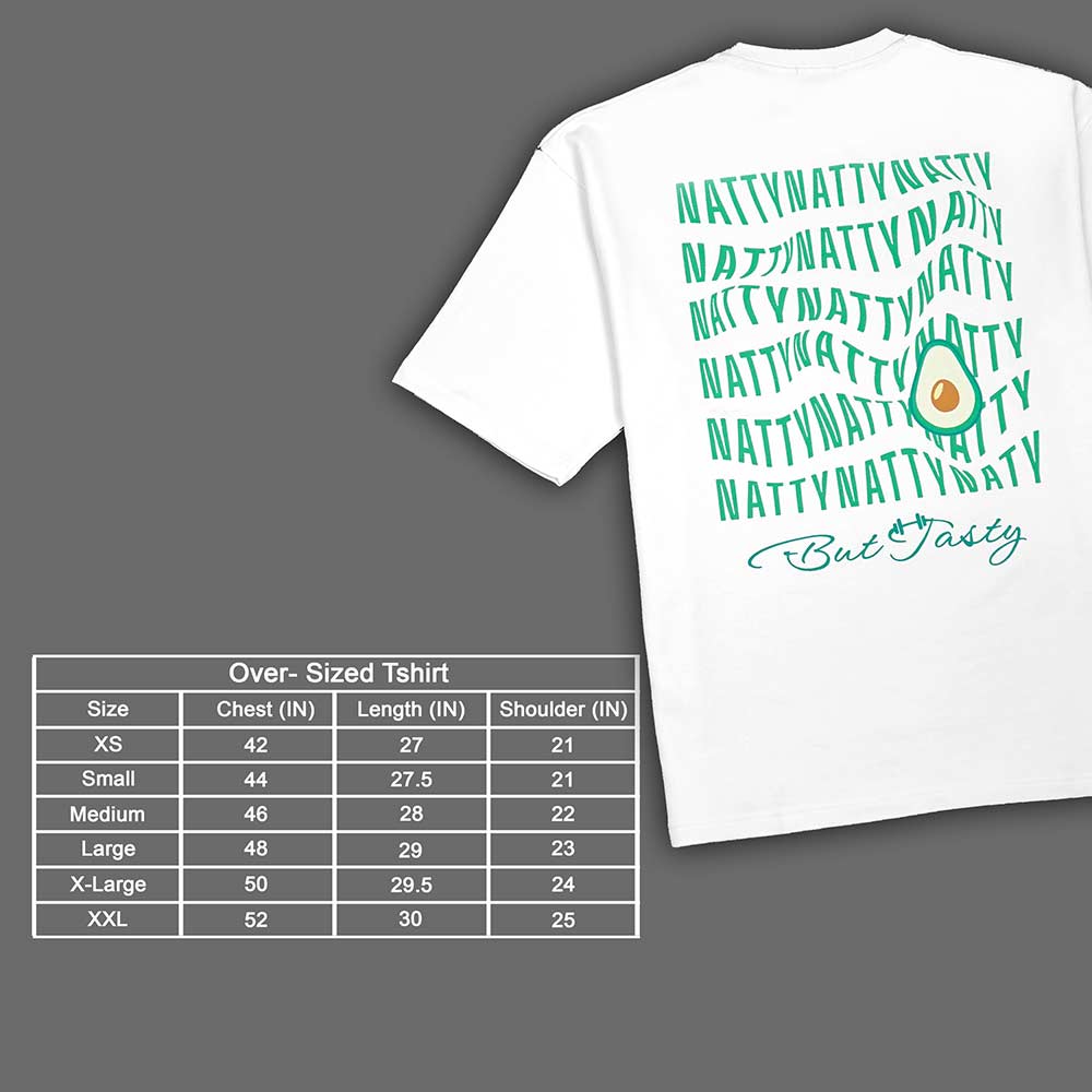 MuscleBlaze Natty But Tasty Avocado Oversized Solid T-Shirt,  X-Large  White