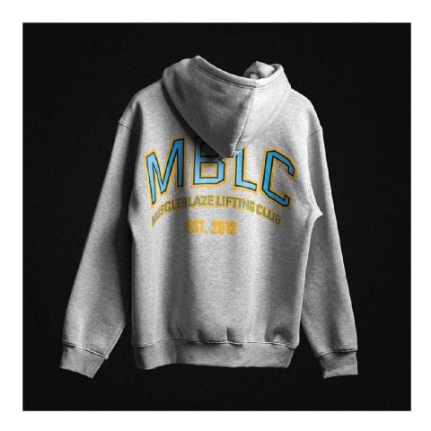 5 - MuscleBlaze Lifting Club Hoodie,  Large  Grey Melange