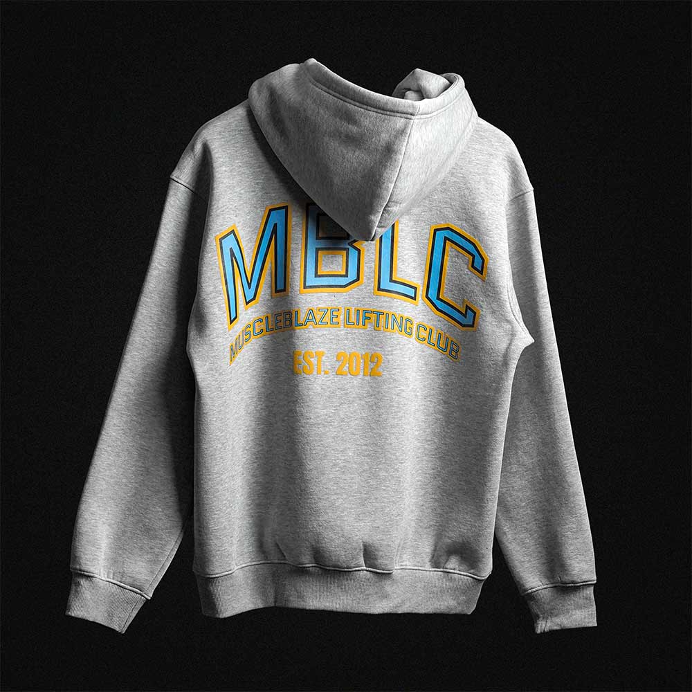 1 - MuscleBlaze Lifting Club Hoodie,  X-Large  Grey Melange