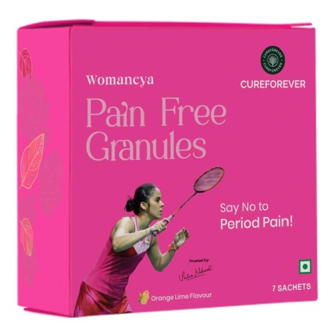 1 - CUREFOREVER Womaneya Pain Free Granules,  7 sachets/pack  Orange Lime 