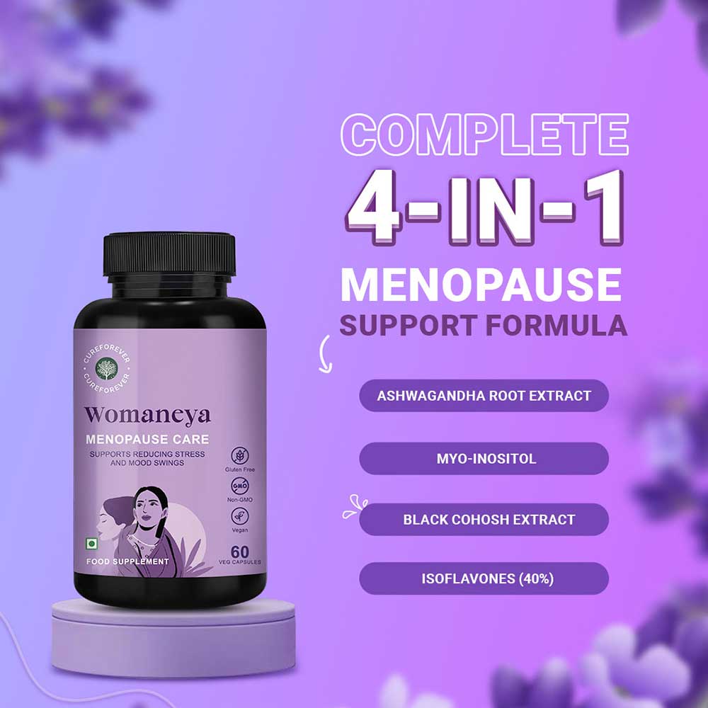 4 - CUREFOREVER Womaneya Menopause Care,  60 veggie capsule(s)  Unflavoured 
