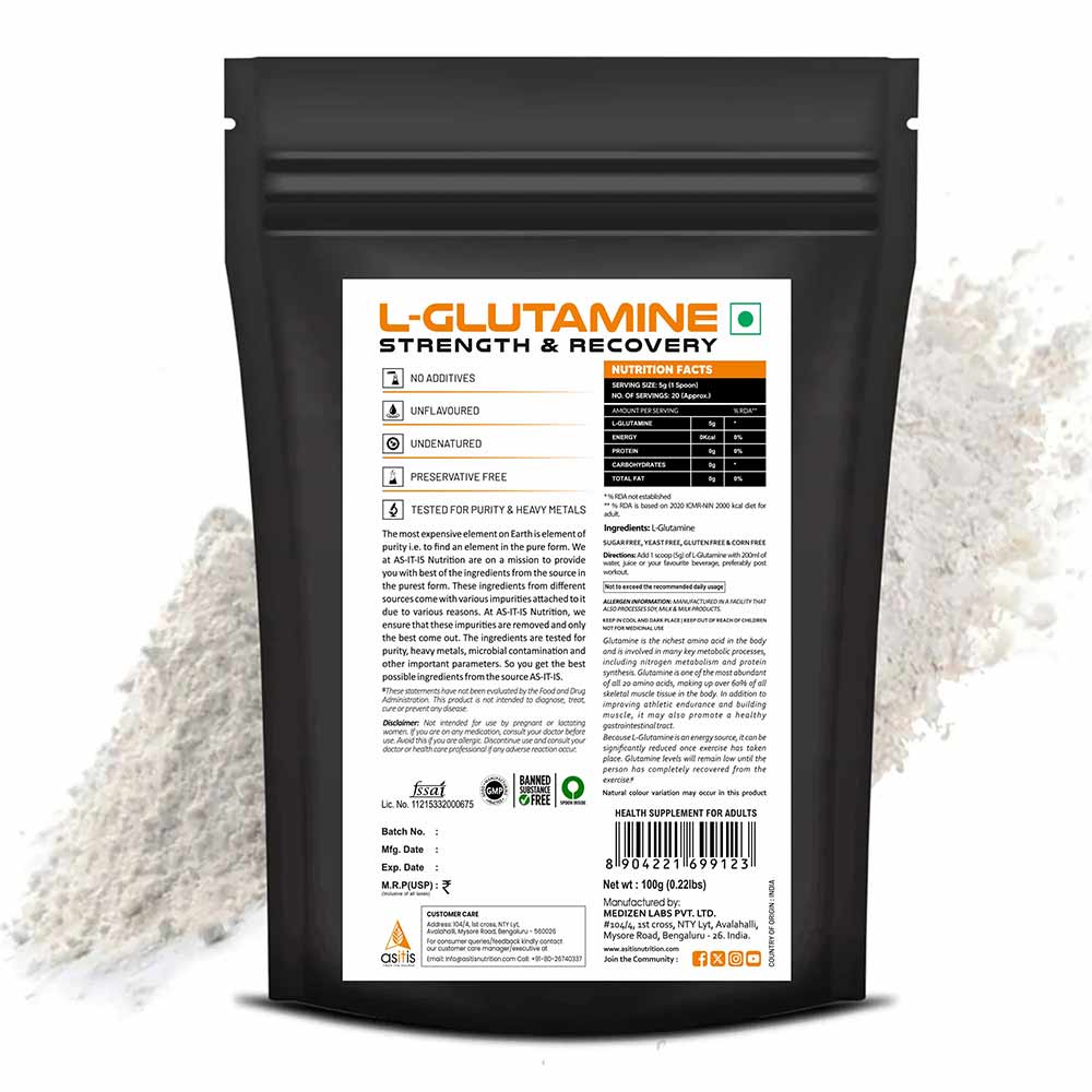 1 - AS-IT-IS Nutrition L Glutamine,  0.22 lb  Unflavoured 