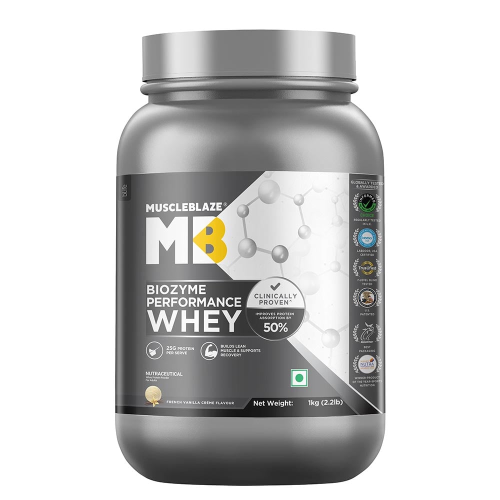 12 - MuscleBlaze Biozyme Performance Whey, 2.2 lb French Vanilla Creme