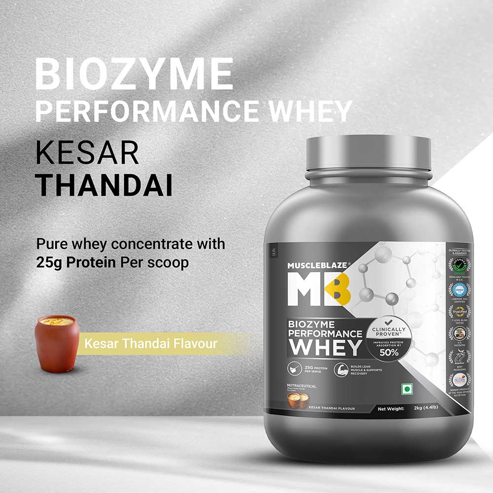 2 - MuscleBlaze Biozyme Performance Whey, 4.4 lb Kesar Thandai