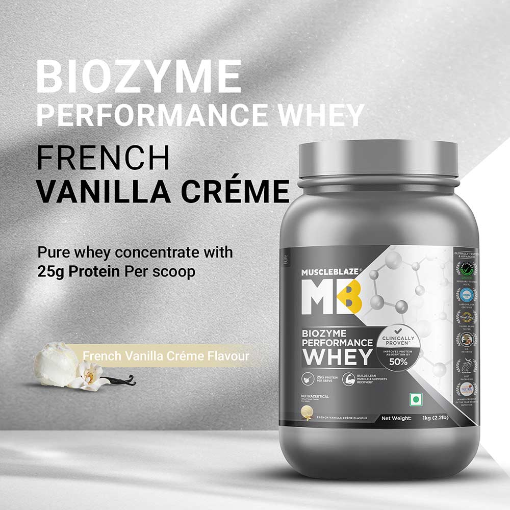 2 - MuscleBlaze Biozyme Performance Whey,  2.2 lb  French Vanilla Creme