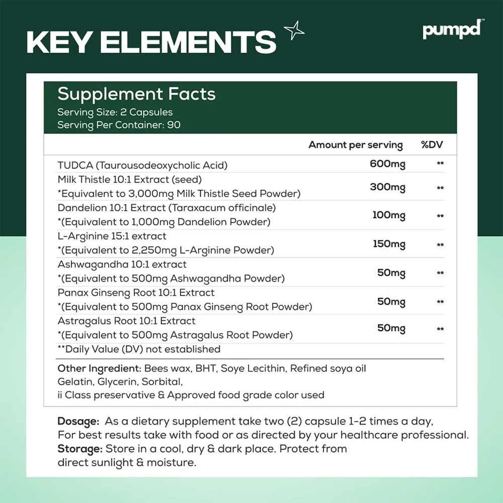 2 - Pumpd TUDCA + 600mg,  90 capsules 