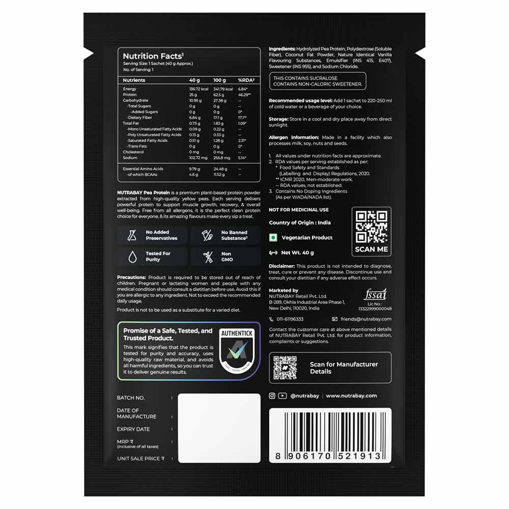 5 - Nutrabay Gold Pea Protein,  0.09 lb  French Vanilla (Single Serve) 
