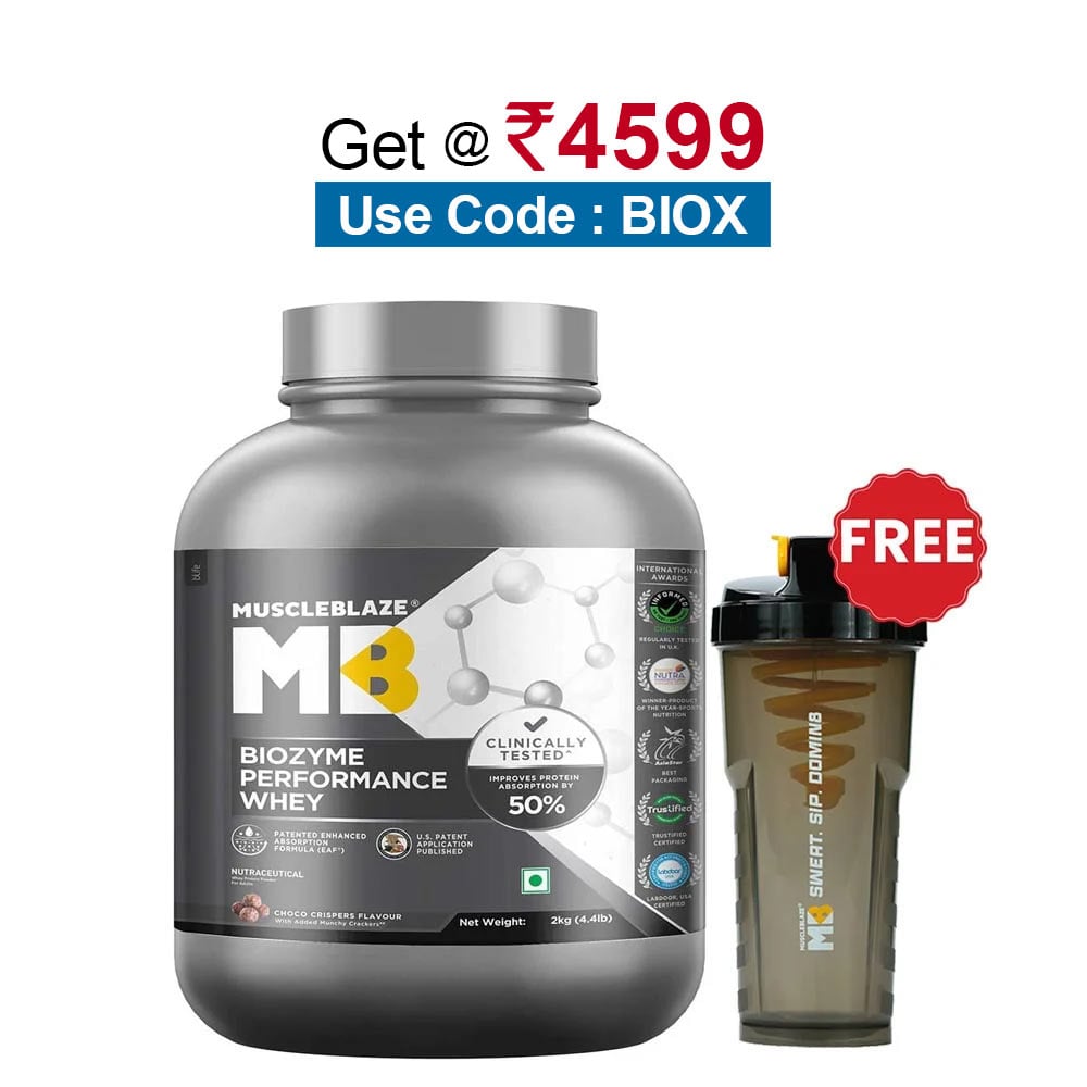 MuscleBlaze Biozyme Performance Whey, 4.4 lb Choco Crispers