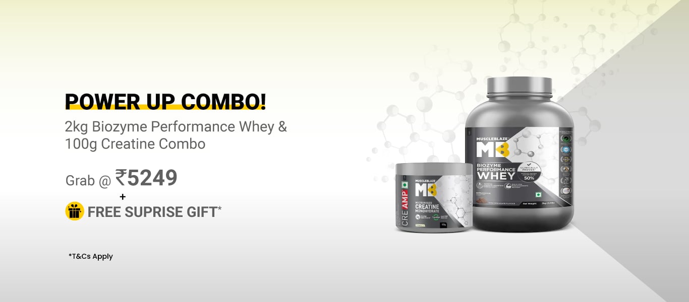Biozyme Performance Whey 2 kg & Creatine 100g Combo @ 5249 + Free Suprise Gift