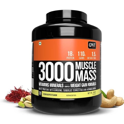 3 - QNT Muscle Mass 3000,  6.6 lb  Kesar Kaju Pista 