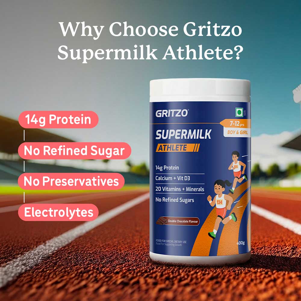 Supermilk Gritzo Athlete for 7-12 Years,  400 g  Double Chocolate