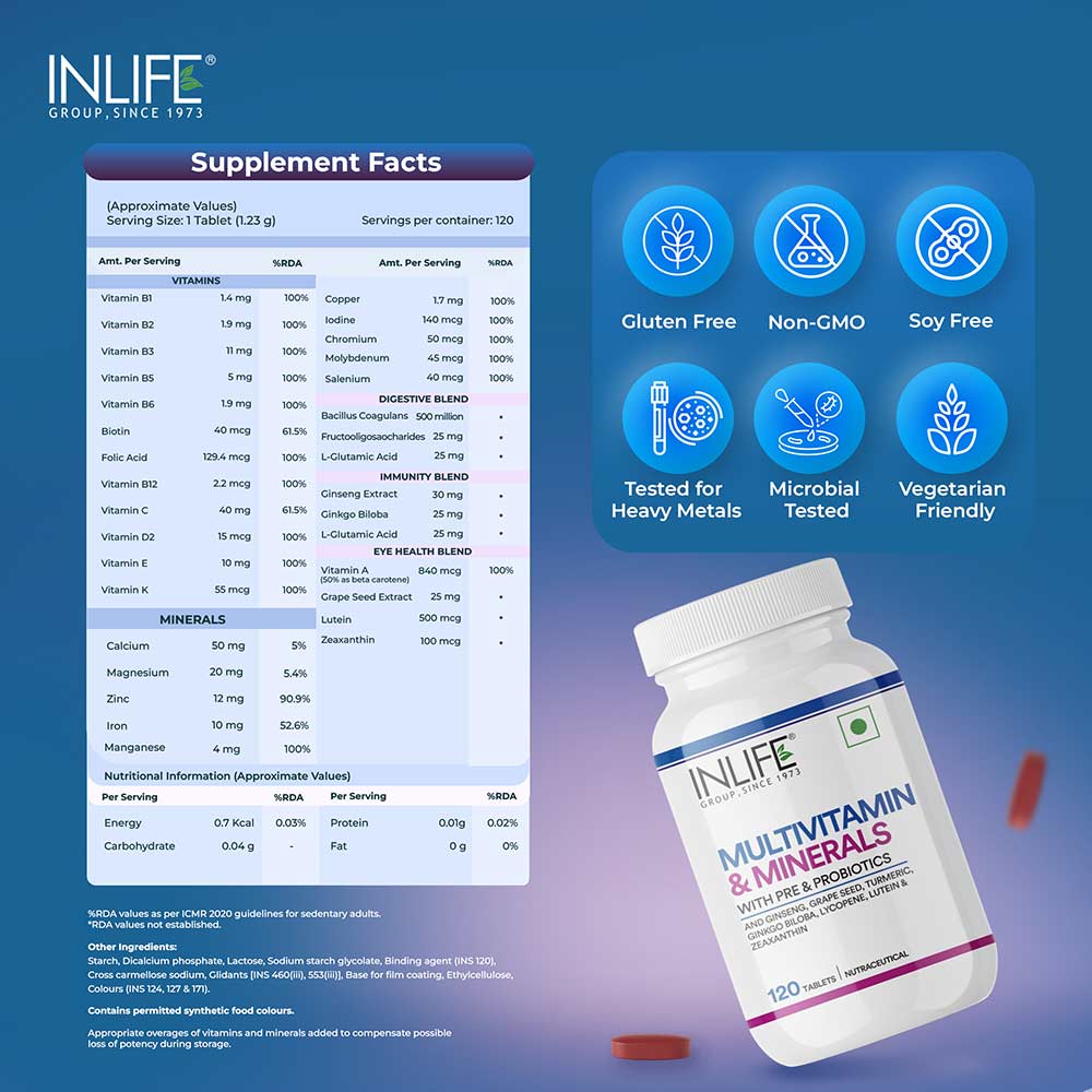 6 - INLIFE Multivitamin & Minerals,  120 tablet(s)  Unflavoured 