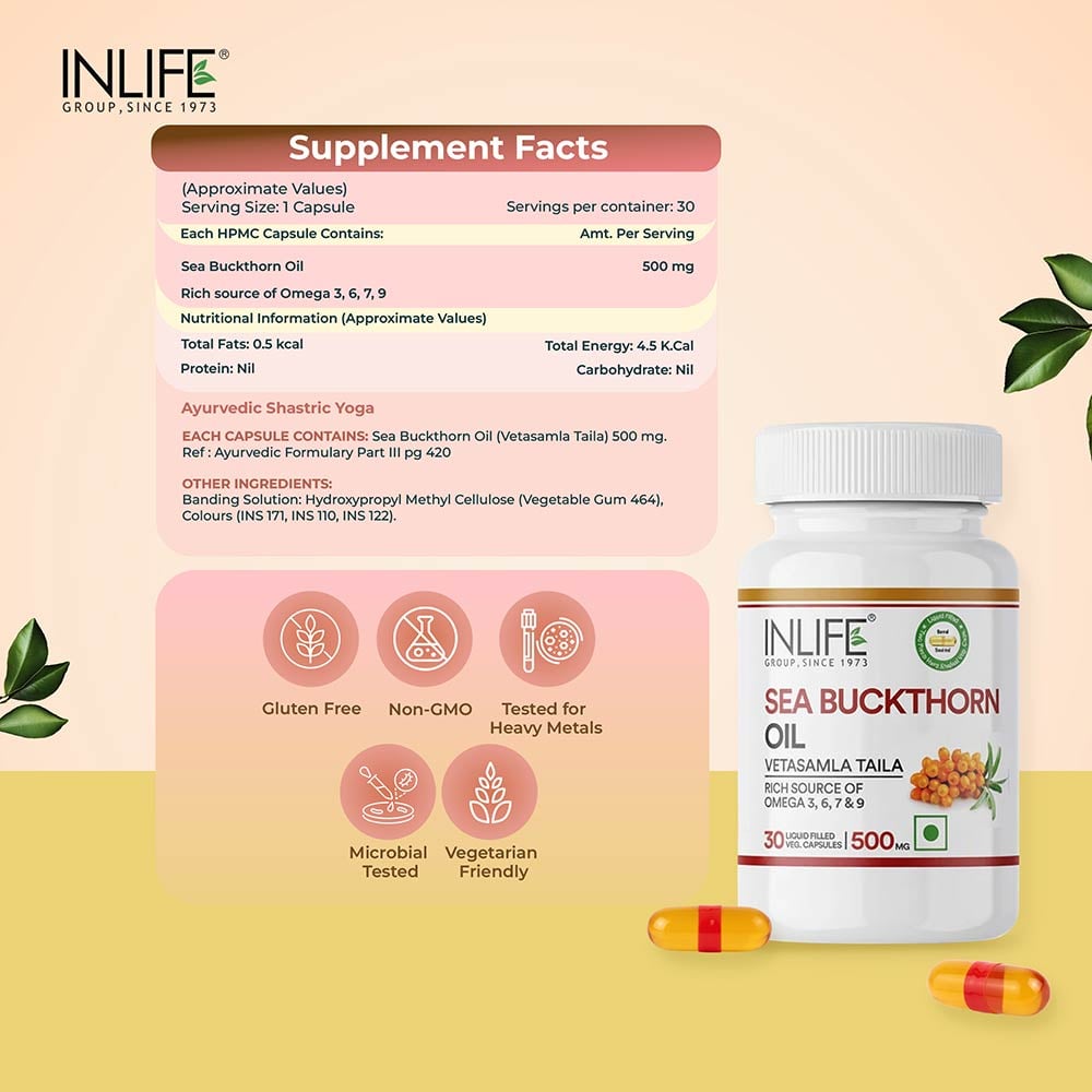 3 - INLIFE Sea Buckthorn Oil,  30 veggie capsule(s) 