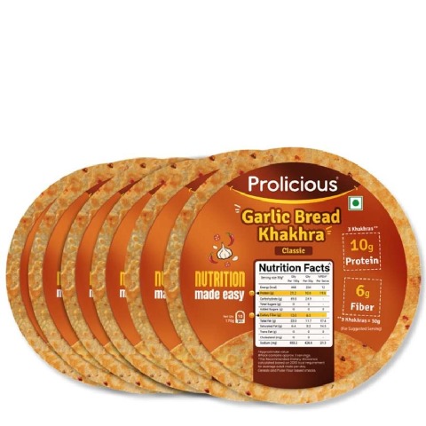 6 - Prolicious Khakhra,  Garlic Bread (Pack of 6)  170 g 
