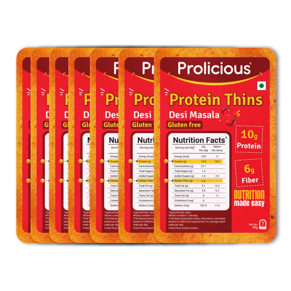 Prolicious Protein Thins Snack Chips, Desi Masala (Pack of 7) 50 g-image-23