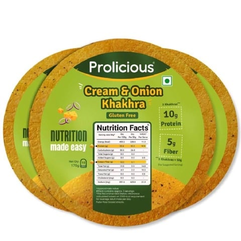 1 - Prolicious Khakhra, Cream & Onion (Pack of 3) 170 g