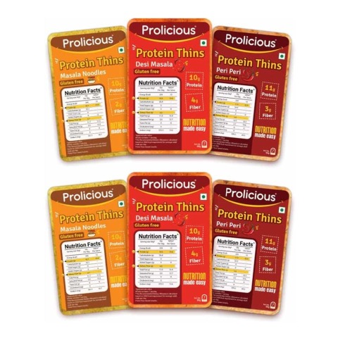1 - Prolicious Protein Thins Snack Chips,  Assorted (Pack of 6)  50 g 