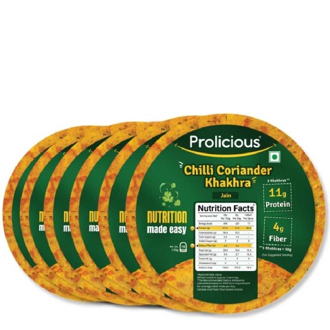 1 - Prolicious Khakhra, Chilli Coriander (Pack of 6) 170 g