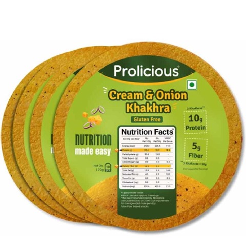 1 - Prolicious Khakhra,  Cream & Onion (Pack of 4)  170 g 