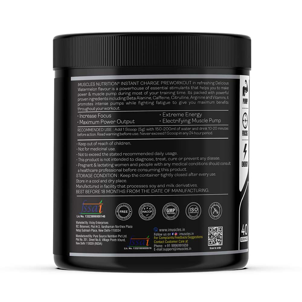 3 - iMuscles Nutrition Instant Charge Pre Workout,  0.44 lb  Delicious Watermelon 