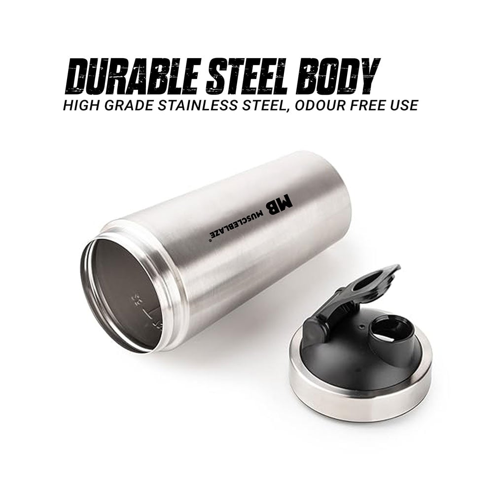 3 - MuscleBlaze Gym Steel Shaker,  Silver  700 ml 
